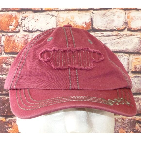 Jeep Maroon Distressed Logo Hat - Picture 1 of 8